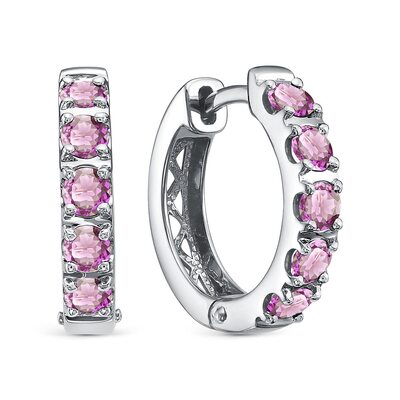 Серьги с розовыми сапфирами из белого золота 585 пробы