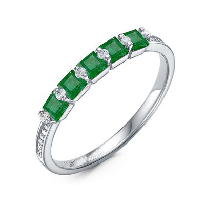 Кольцо с изумрудами и бриллиантами из золота 585 пробы