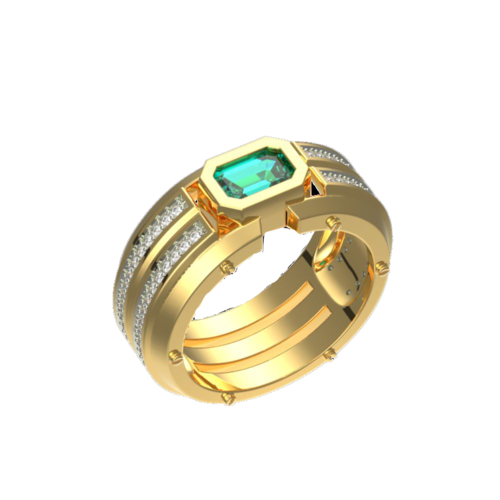 Кольцо с бриллиантами и изумрудами из желтого золота 585 пробы