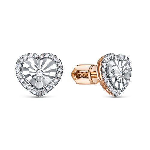 Серьги "Сердца" с бриллиантами из золота 585 пробы