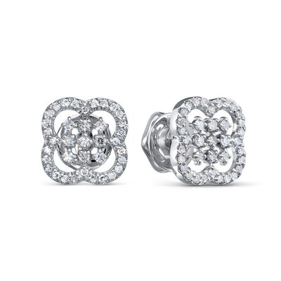 Серьги "Клевера" с бриллиантами из белого золота 585 пробы