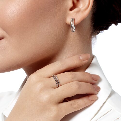 Кольцо с бриллиантами из белого золота 585 пробы