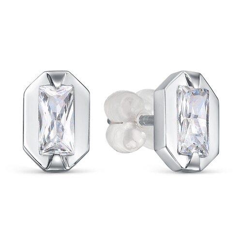 Серьги с фианитами из белого золота 585 пробы