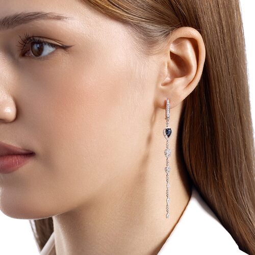 Серьги с сапфирами и бриллиантами из белого золота 585 пробы