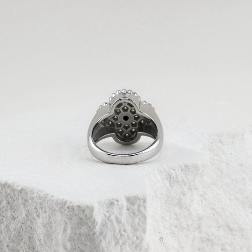 Кольцо "Клевер" с бриллиантами из белого золота 585 пробы