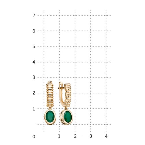 Серьги с агатом из золота 585 пробы