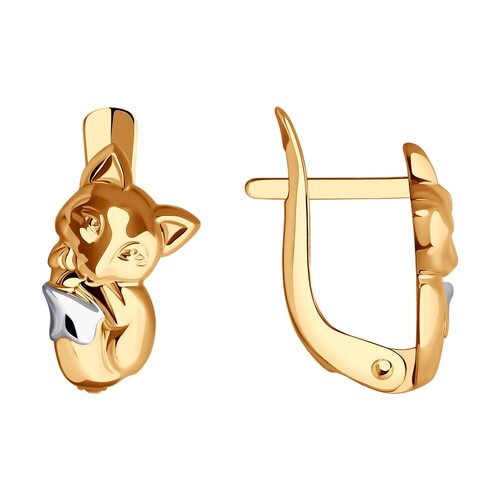 Серьги "Лисички" из золота 585 пробы