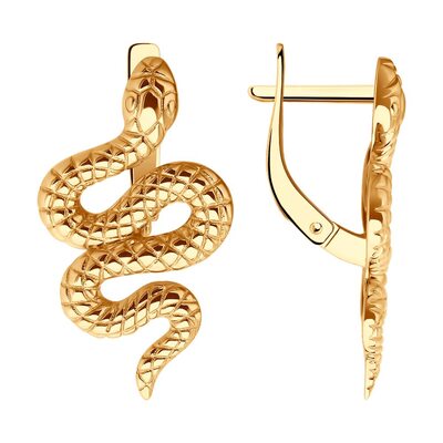 Серьги "Змеи" из золота 585 пробы