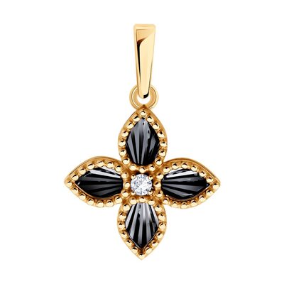 Подвеска "Цветок" с фианитами из золота 585 пробы