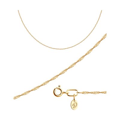 Цепь плетения "Сингапур" из золота 585 пробы