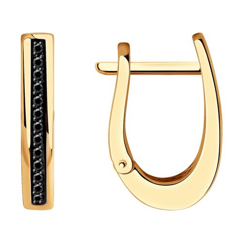 Серьги с черными бриллиантами из золота 585 пробы