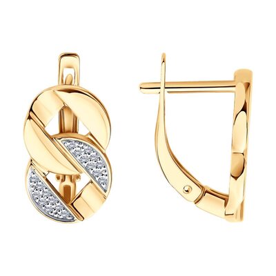 Серьги с бриллиантами из золота 585 пробы