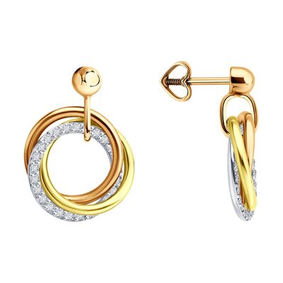 Серьги с бриллиантами из золота 585 пробы