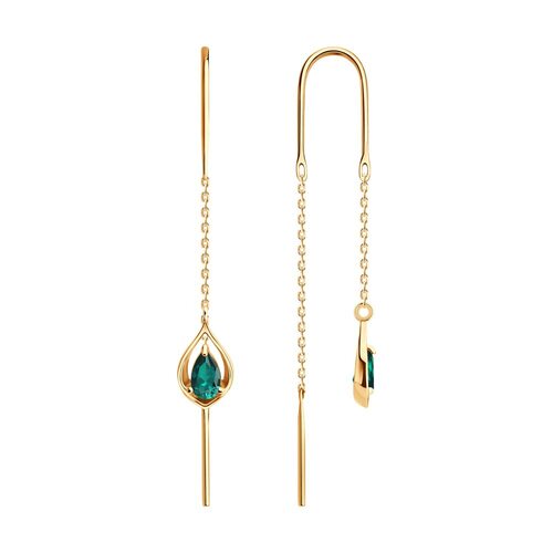 Серьги с изумрудами из золота 585 пробы