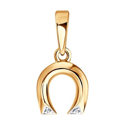 Подвеска "Подкова" с бриллиантами из золота 585 пробы