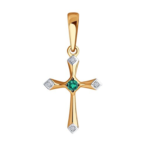 Подвеска с изумрудом и бриллиантами из золота 585 пробы