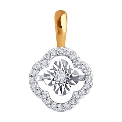 Подвеска "Клевер" с танцующим бриллиантом из золота 585 пробы