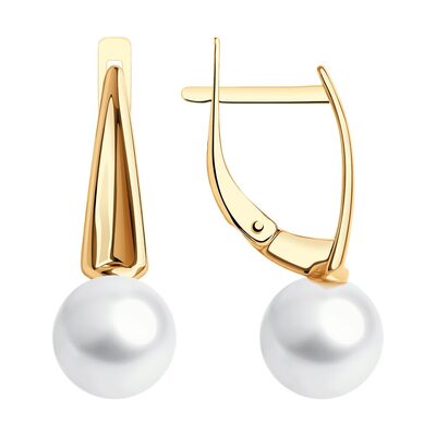 Серьги с жемчугом из золота 585 пробы