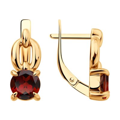 Серьги с гранатами из золота 585 пробы