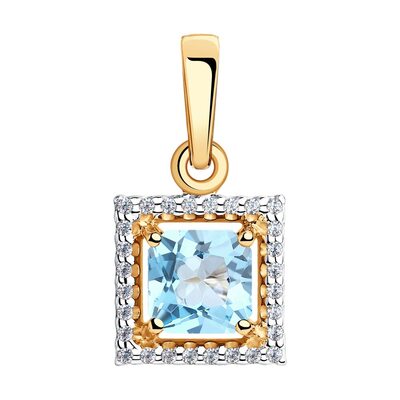 Подвеска с топазом и фианитами из золота 585 пробы