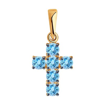 Декоративный крест с топазами из золота 585 пробы