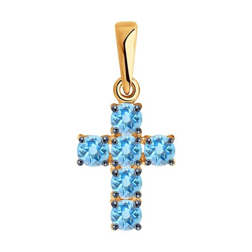 Декоративный крест с топазами из золота 585 пробы