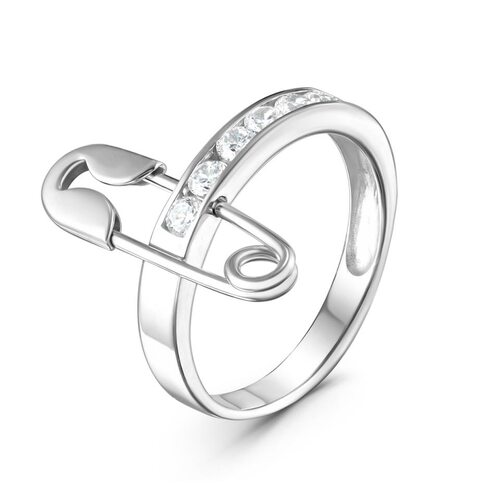 Кольцо "Булавка" с фианитами из серебра 925 пробы