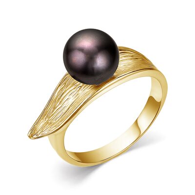Кольцо с жемчугом из серебра 925 пробы с позолотой