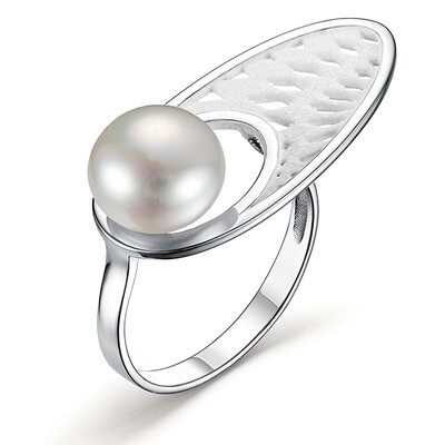 Кольцо с эмалью и жемчугом из серебра 925 пробы