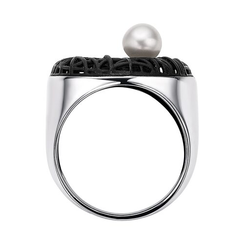 Кольцо с эмалью и жемчугом из серебра 925 пробы