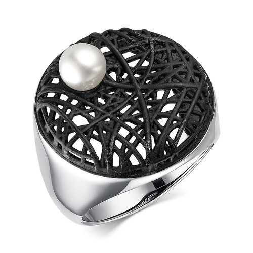 Кольцо с эмалью и жемчугом из серебра 925 пробы