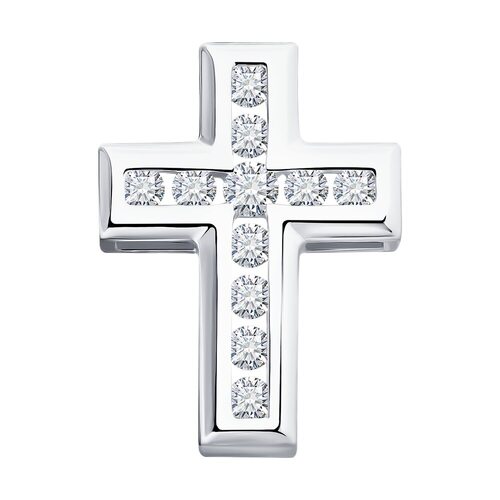 Декоративный крест с бриллиантами из белого золота 585 пробы