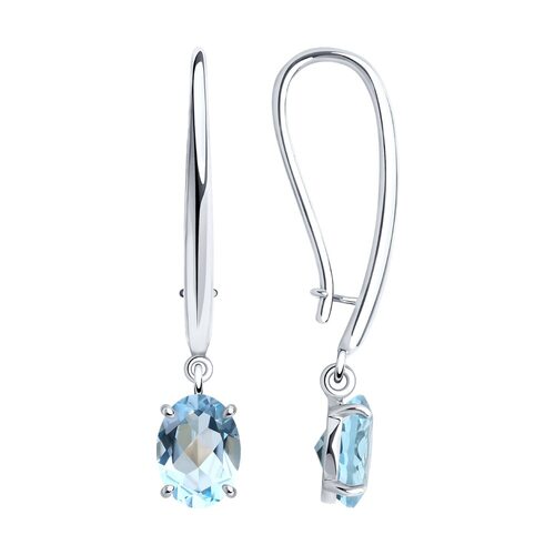 Серьги с топазом из белого золота 585 пробы