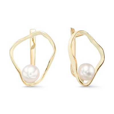 Серьги с жемчугом и эмалью из серебра 925 пробы с позолотой