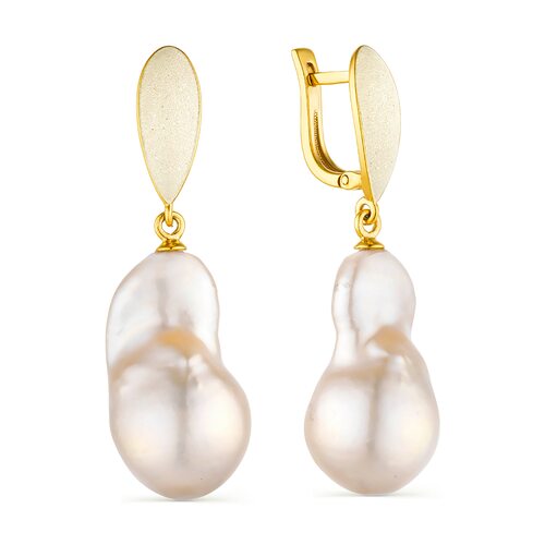 Серьги с барочным жемчугом и эмалью из серебра 925 пробы с позолотой