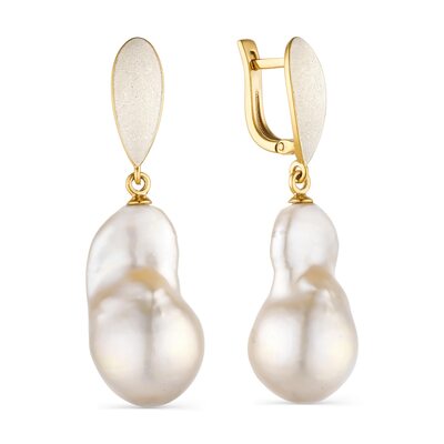 Серьги с барочным жемчугом и эмалью из серебра 925 пробы с позолотой