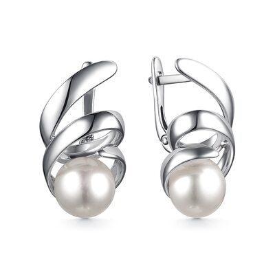 Серьги с жемчугом из серебра 925 пробы