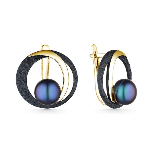 Серьги с жемчугом и эмалью из серебра 925 пробы с позолотой