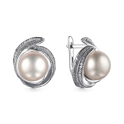 Серьги с жемчугом из серебра 925 пробы