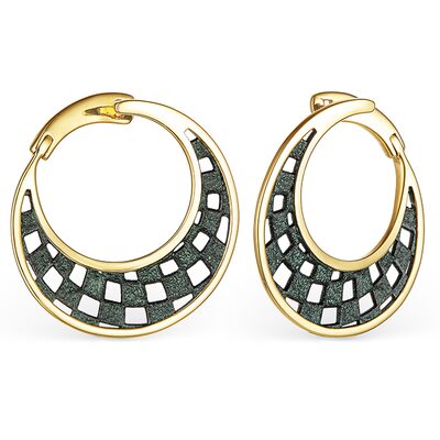 Серьги с эмалью из серебра 925 пробы с позолотой