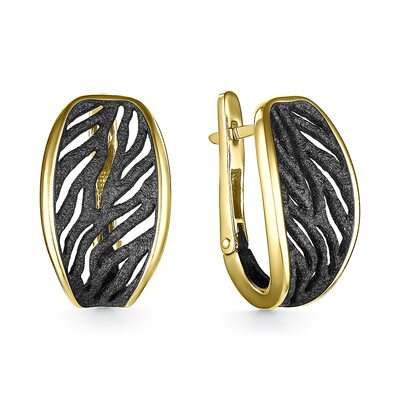 Серьги с эмалью из серебра 925 пробы с позолотой