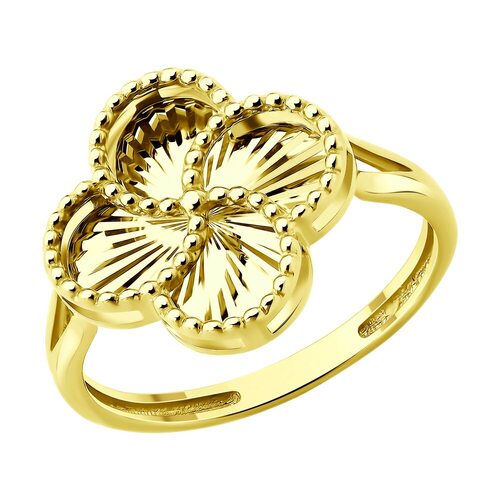 Кольцо "Клевер" из желтого золота 585 пробы