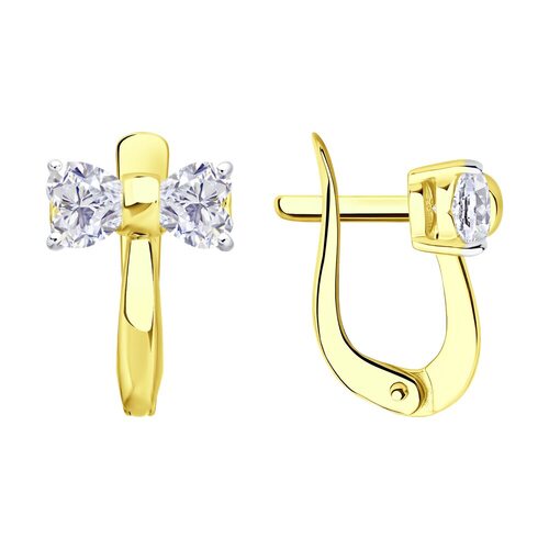 Серьги с фианитами из золота 585 пробы