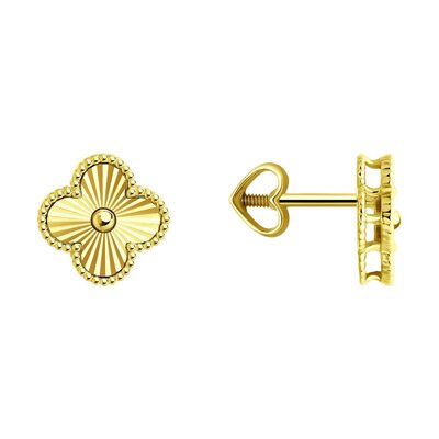 Серьги "Клевера" из желтого золота 585 пробы