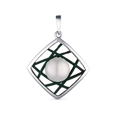 Подвеска с жемчугом и эмалью из серебра 925 пробы