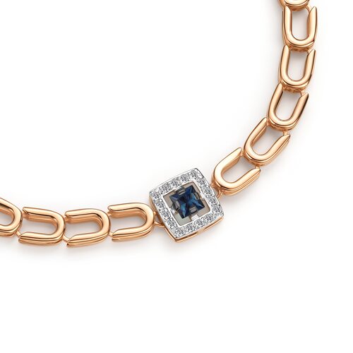 Браслет с сапфиром и бриллиантами из золота 585 пробы