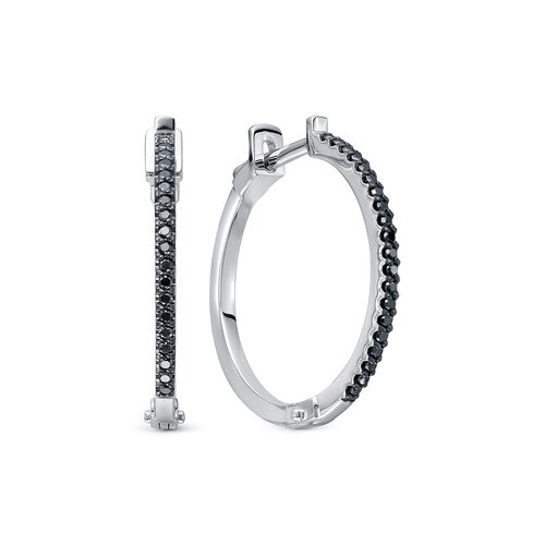 Серьги с черными бриллиантами из белого золота 585 пробы