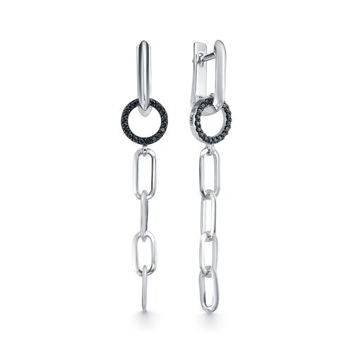 Серьги с черными бриллиантами из белого золта 585 пробы