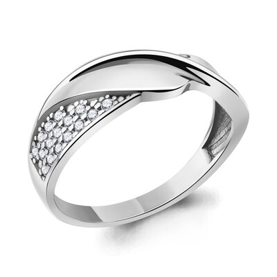 Кольцо с фианитами из серебра 925 пробы