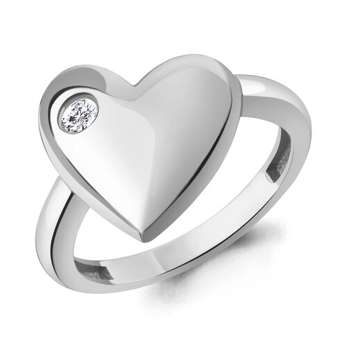 Кольцо "Сердце" с фианитом из серебра 925 пробы